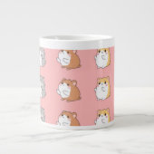 Cute Kawaii Hamster Pattern Coffee Mug - Pink Aest Jumbo-Tasse (Vorderseite)