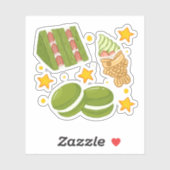 Cute Kawaii Hand-Drawn Matcha Sweets Aufkleber (Blatt)