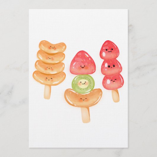 Cute Kawaii Hand-drawn Tanghulu Einladung (Vorderseite)