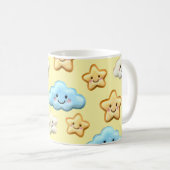 Cute Kawaii Happy Clouds & Stars Pattern Baby Kaffeetasse (VorderseiteRechts)