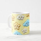 Cute Kawaii Happy Clouds & Stars Pattern Baby Kaffeetasse (Vorderseite Links)