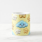 Cute Kawaii Happy Clouds & Stars Pattern Baby Kaffeetasse (Mittel)