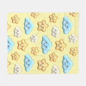 Cute Kawaii Happy Clouds & Stars Pattern Baby Nurs Fleecedecke (Vorderseite (Horizontal))