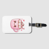 Cute Kawaii Hot Chocolate Mug with Marshmallows Gepäckanhänger (Vorderseite (Horizontal))