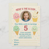 Cute Kawaii Ice Cream Party Invitation Einladung (Vorne/Hinten)