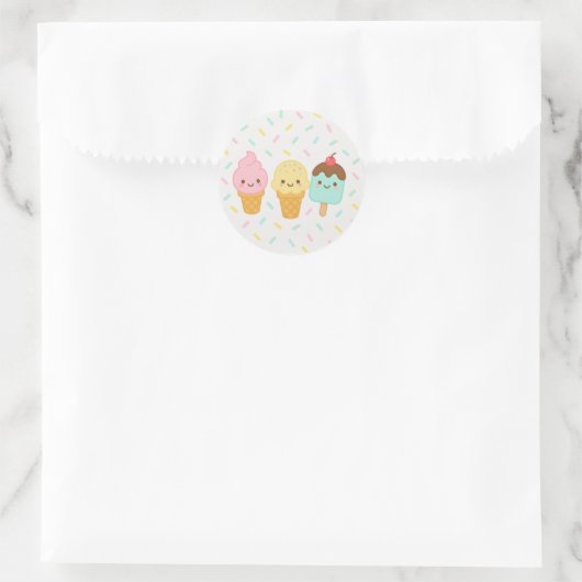 Cute Kawaii Ice Cream Party Plate Runder Aufkleber (Tasche)