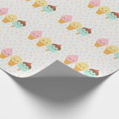 Cute Kawaii Ice Cream Party Wrapping Paper Geschenkpapier (Ecke)