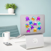 Cute Kawaii Jellyfish, Easter Egg, Sticker Sheet (Laptop auf Schreibtisch)