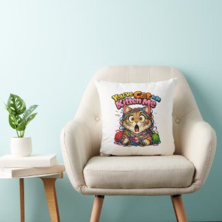 Cute Kawaii Kitten Cat Throw Pillow Kissen