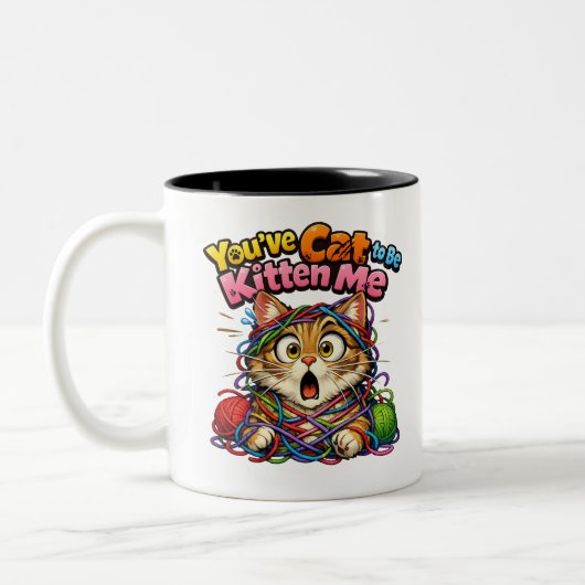 Cute Kawaii Kitten Cat Two-Tone Mug Zweifarbige Tasse (Links)