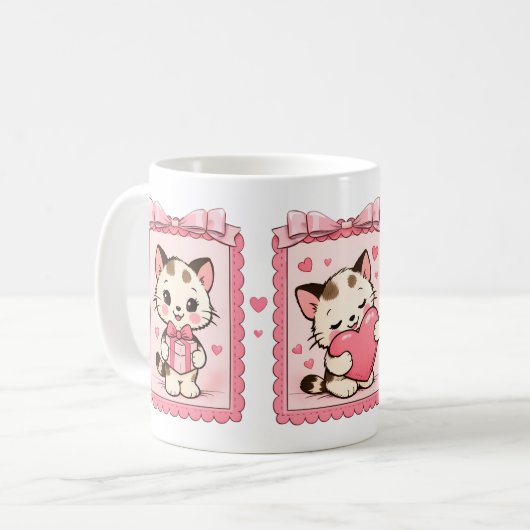 Cute Kawaii Kitten Love Mug Kaffeetasse (Vorderseite Links)