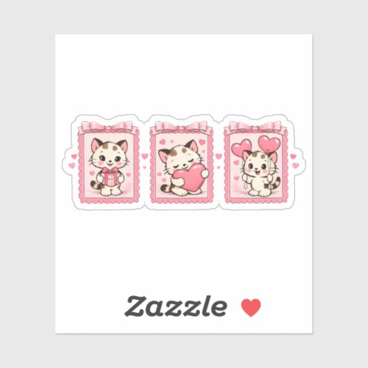 Cute Kawaii Kitten Love Sticker (Blatt)