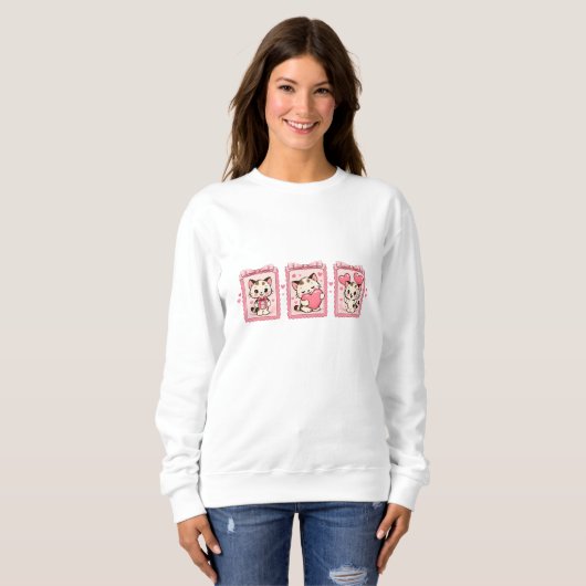 Cute Kawaii Kitten Love Sweatshirt (Vorne ganz)