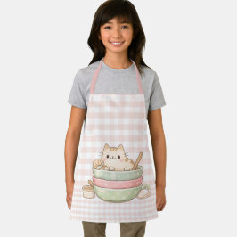 Cute Kawaii Kitty Cat Baking Pastel Gingham Pink Schürze