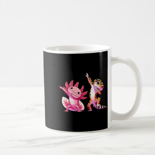 Cute Kawaii Leopard Gecko Dabbing Axolotl Friends Kaffeetasse (Rechts)