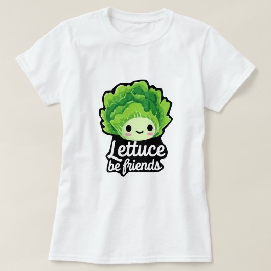 Cute Kawaii Lettuce – “Lettuce Be Friends” T-Shirt (Design vorne)