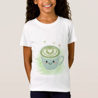 Cute Kawaii Matcha Latte Heart Kids T-Shirt
