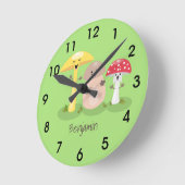 Cute kawaii mushroom fungi toadstool runde wanduhr (Winkel)