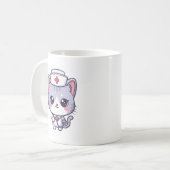 Cute Kawaii Nurse Cat Art Kaffeetasse (Vorderseite Links)