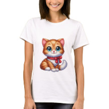 Cute Kawaii Orange Kitten Red Plaid Bow Magic Cat 
