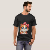 Cute Kawaii Orange Kitten Red Polka Dot Bow Cat  T-Shirt (Vorne ganz)