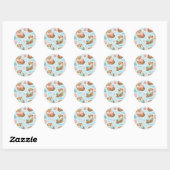 Cute Kawaii Otter Heart Seashell Pattern Runder Aufkleber (Blatt)