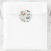 Cute Kawaii Otter Heart Seashell Pattern Runder Aufkleber (Tasche)