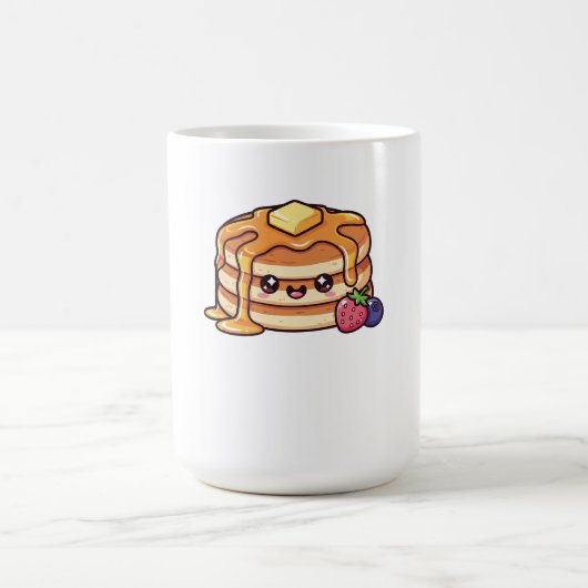 Cute Kawaii Pancake Stack with Syrup and Berries Kaffeetasse (Mittel)