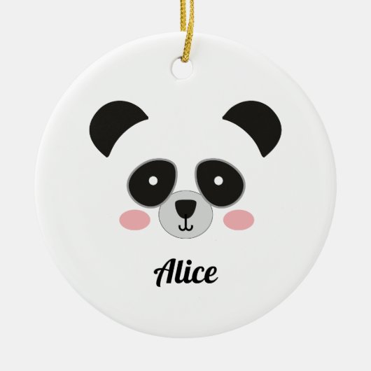 Cute Kawaii Panda Christmas Ornament – Custom Name (Vorne)