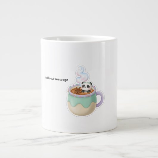 Cute Kawaii Panda in Tea Mug Illustration Jumbo-Tasse (Vorderseite)