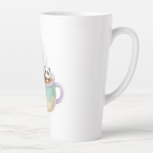 Cute Kawaii Panda in Tea Mug Illustration Milchtasse (Rechts)