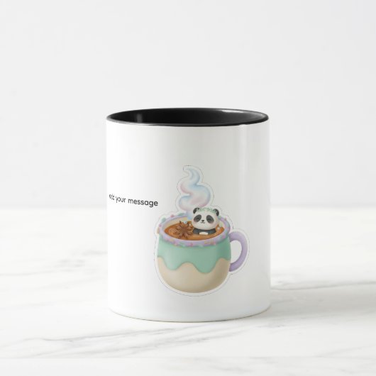 Cute Kawaii Panda in Tea Mug Illustration Tasse (Zentrum)