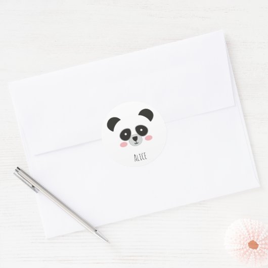 Cute Kawaii Panda Sticker – Custom Name Stickers (Umschlag)