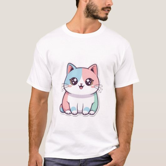Cute Kawaii Pastel Cat Sticker Sparkle Eyes Kitty✨ T-Shirt (Vorderseite)