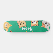 Cute Kawaii Peeking Cats Pattern  Skateboard (Horizontal)