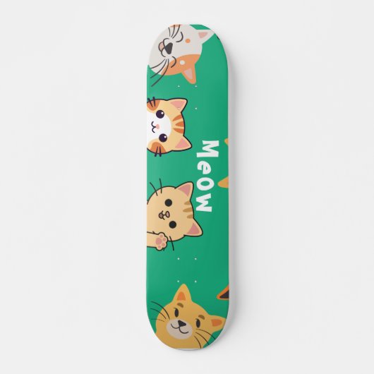 Cute Kawaii Peeking Cats Pattern  Skateboard (Vorne)