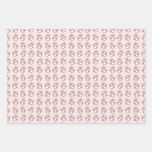 Cute kawaii penguin and gingerbread geschenkpapier set (Vorderseite)