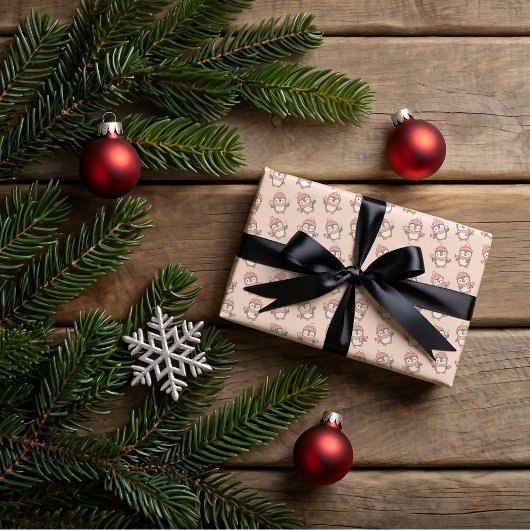 Cute kawaii penguin and gingerbread  geschenkpapier set