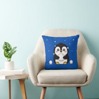 Cute Kawaii Penguin Cozy Winter Pillow Kissen