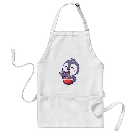 Cute Kawaii Penguin Eating Ramen Bowl Schürze (Vorne)