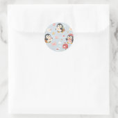 Cute Kawaii Penguin Love Mail Pattern Runder Aufkleber (Tasche)