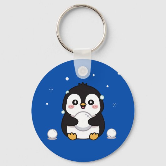 Cute Kawaii Penguin Winter Keychain Schlüsselanhänger (Vorderseite)