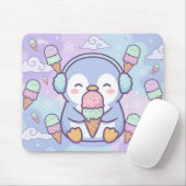Cute Kawaii Penguin with Ice Cream Mouse Pad Mousepad (Mit Mouse)