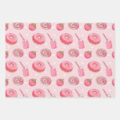 Cute Kawaii Pink Aesthetic Foods Seamless Pattern Geschenkpapier Set (Vorderseite 2)