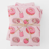 Cute Kawaii Pink Aesthetic Foods Seamless Pattern Geschenkpapier Set (Beispiel)