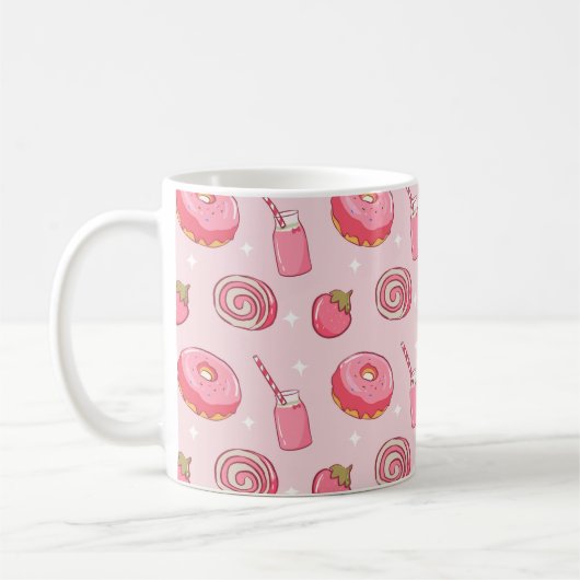 Cute Kawaii Pink Aesthetic Foods Seamless Pattern Kaffeetasse (Links)