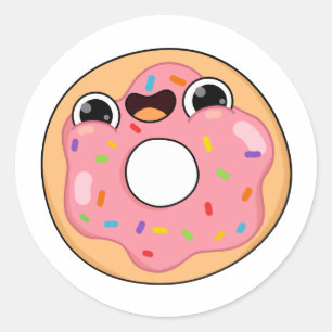 Cute Kawaii Pink Donut Runder Aufkleber