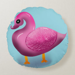 Cute Kawaii Pink Duck & Hearts Nursery Art Rundes Kissen