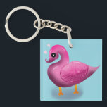 Cute Kawaii Pink Duck & Hearts Nursery Art Schlüsselanhänger<br><div class="desc">Quack up a smile with this incredibly cute pink duck design! This unique illustration features a glossy, 3D-style duck with a soft, textured wing, looking lovingly at floating pink hearts. It's an adorable and modern take on a classic childhood favorite. Perfect for decorating a baby girl's nursery, making a sweet...</div>