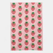 Cute Kawaii Pink Strawberry Character Geschirrtuch (Vertikal)
